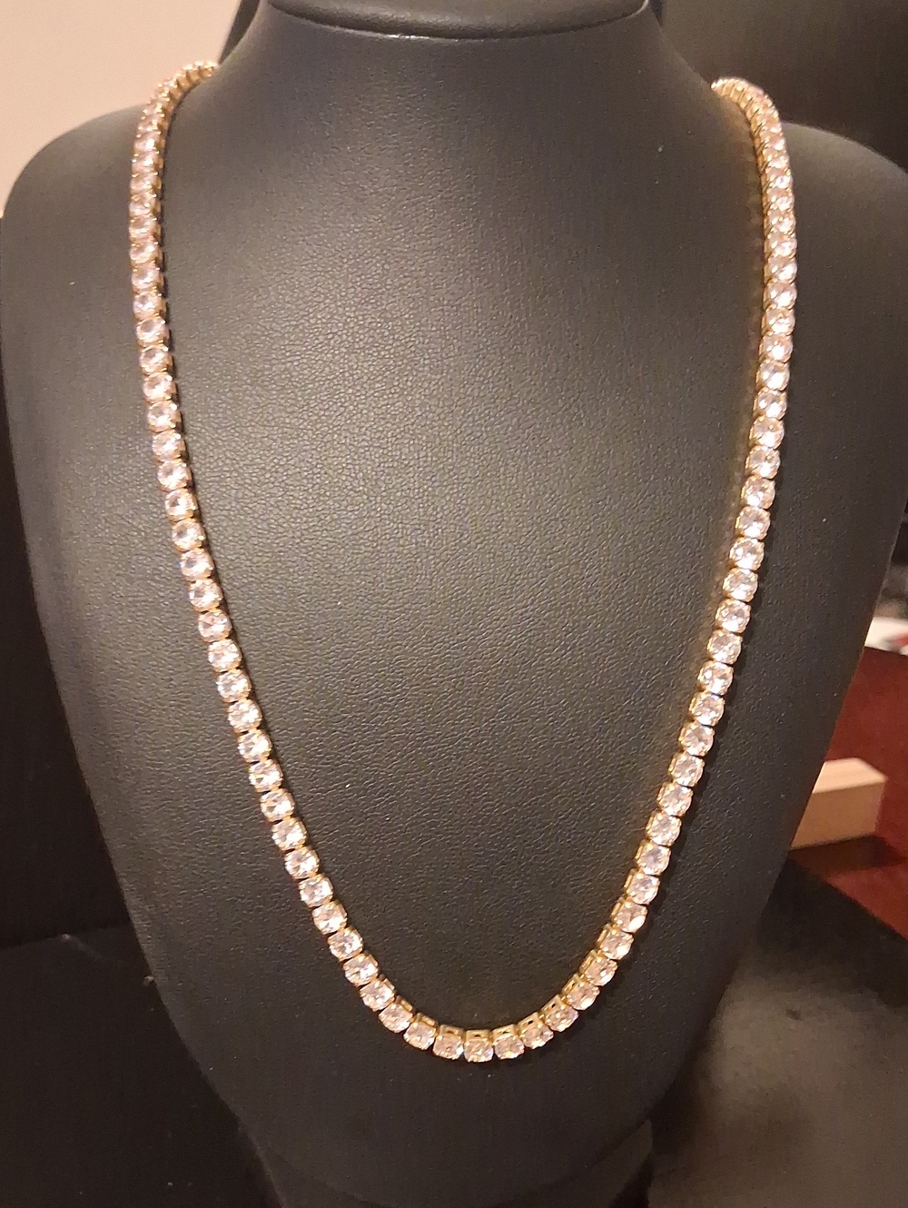 Yellow GP Clear Cz Tennis Necklace New